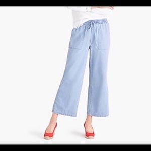 JCrew Mercantile Wide-leg Chambray Crop Pants